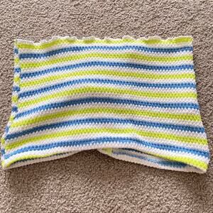 Blue and green striped crochet